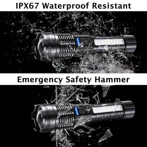 1Pack Flashlight Rechargeable, Rechargeable Flashlights High Lumens L9000, Super Bright Flashlight Powerful, Tactical Flashlights High Lumens, LED Flash Light High Powered for Home Emergencies Camping