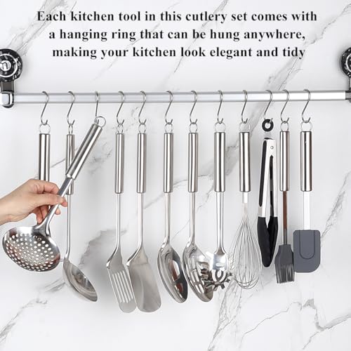 39-Piece Stainless Steel Kitchen Utensil Set with Holder - Dishwasher Safe
