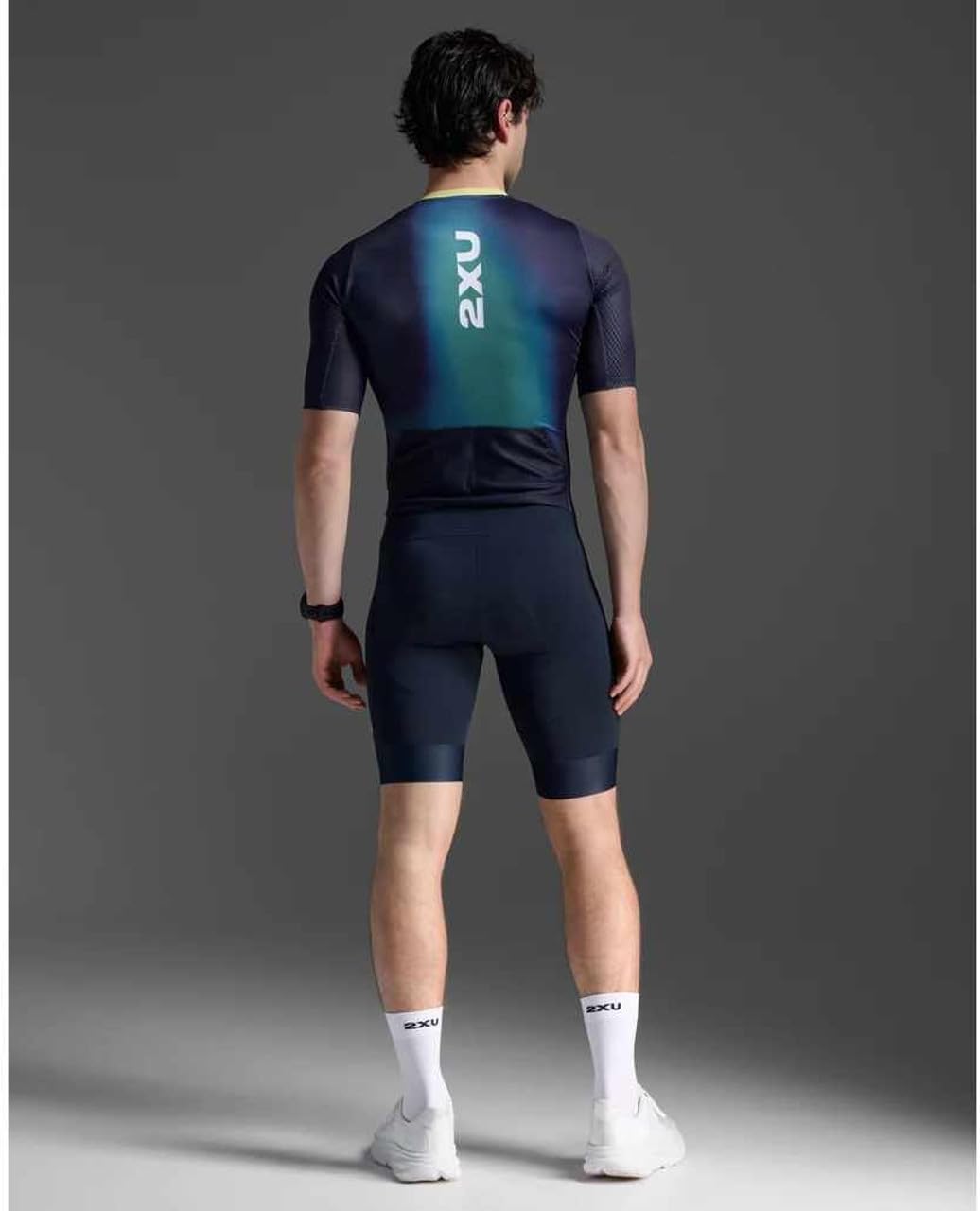 2XU Men's Aero Hex Sleeved Tri Suit (US, Alpha, X-Large, Regular, Regular, Standard, Midnight/Cool Matcha)
