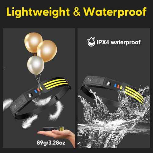 Lsnisni Headlamp Rechargeable 3 Pack, 230¡Æ Wide Beam Head Lamp LED, Head Flashlight with Motion Sensor, 5 Mode Head Lights for Forehead, Waterproof Headlamps for Adults Hiking Camping Gear
