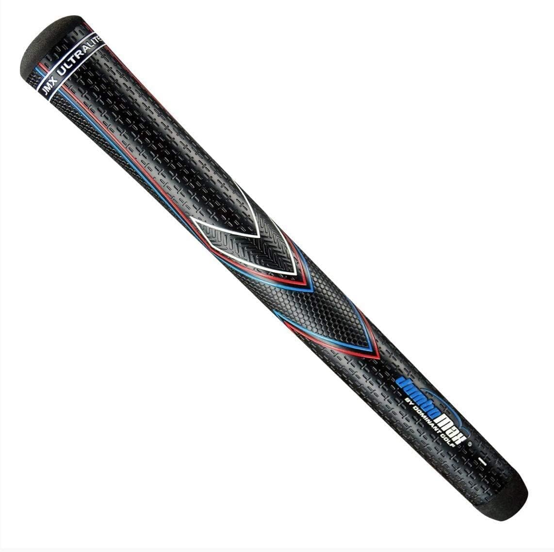 JumboMax JMX Ultralite Medium Oversize Golf Grips, 25% Lighter, Black / Red, White, Blue - Set of 1
