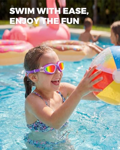 OMID Kids Swim Goggles - A2 Purple Frame Red Lens for Ages 6-14