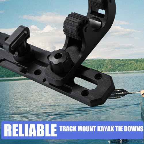 Kayak Track Mount Tie Downs, Track Mount Vertical Tie Down Points for Kayak Cart, Cooler, Battery Box, Fishing Crate and Other Kayak Accessories, 4 Pack