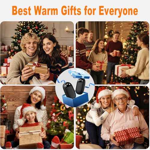 Hand Warmers Rechargeable 2 Pack, AI Smart Chips 20Hrs Long Safe Heat, Magnetic Electric Hand Warmers, Gifts for Christmas, Outdoor, Golf, Hunting, Camping Accessories - Black