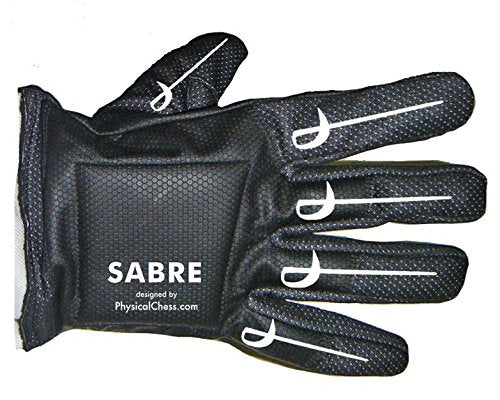 Fencing Washable Glove with Black Palm and Sabre Printed on Back of Hand (X-Large, Right)