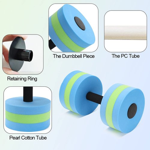 OSMOFUZE Aquatic Dumbbells, Water Dumbbell 2PCS Water Aerobic Exercise Foam Dumbbells Pool Resistance Water Fitness Equipment for Weight Loss