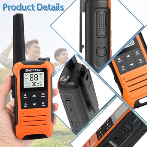 Walkie Talkies Long Range for Adults, Rechargeable Walkie Talkie Baofeng F22 FRS Radio Walky Talky Family Walkie-Talkie with 1400 mAh Battery USB Charger LED Flashlight VOX for Hiking Camping (2 Pack)