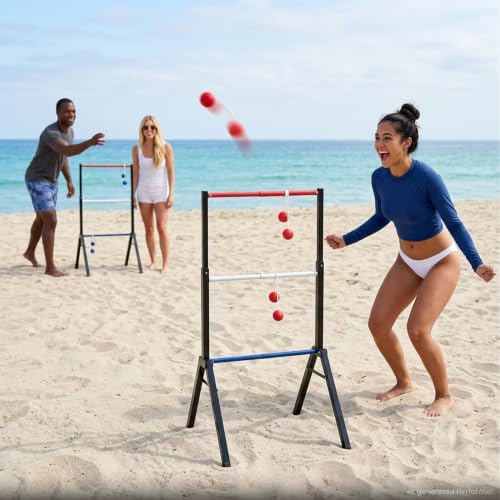 Metal Ladder Toss Game Set for Outdoor Games - Flag Variation