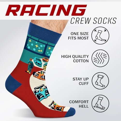 VICRAZY Racing Car, Sport Car Socks for Men, Women - Formula 1 Gifts, Racing Socks, Stocking Stuffers for Men, Women