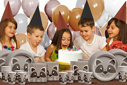 Raccoon Party Supplies Set Plates Napkins Cups for 16 Guests - Birthday Galore