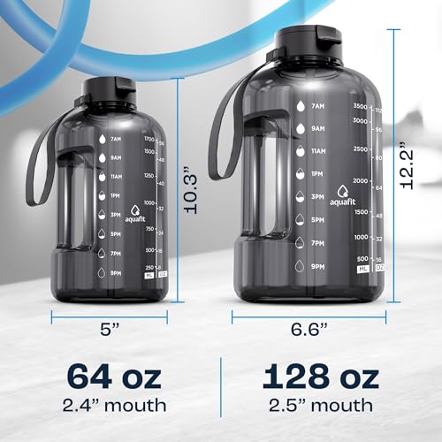 AQUAFIT 64 Oz Half Gallon Water Bottle with Time Marker - Nebula Variation