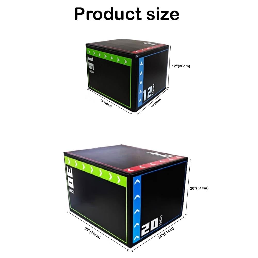 3 in 1 Plyometric Jump Box Fitness Exercise Stepper Jump Box for Home Gym Training (16INCH)