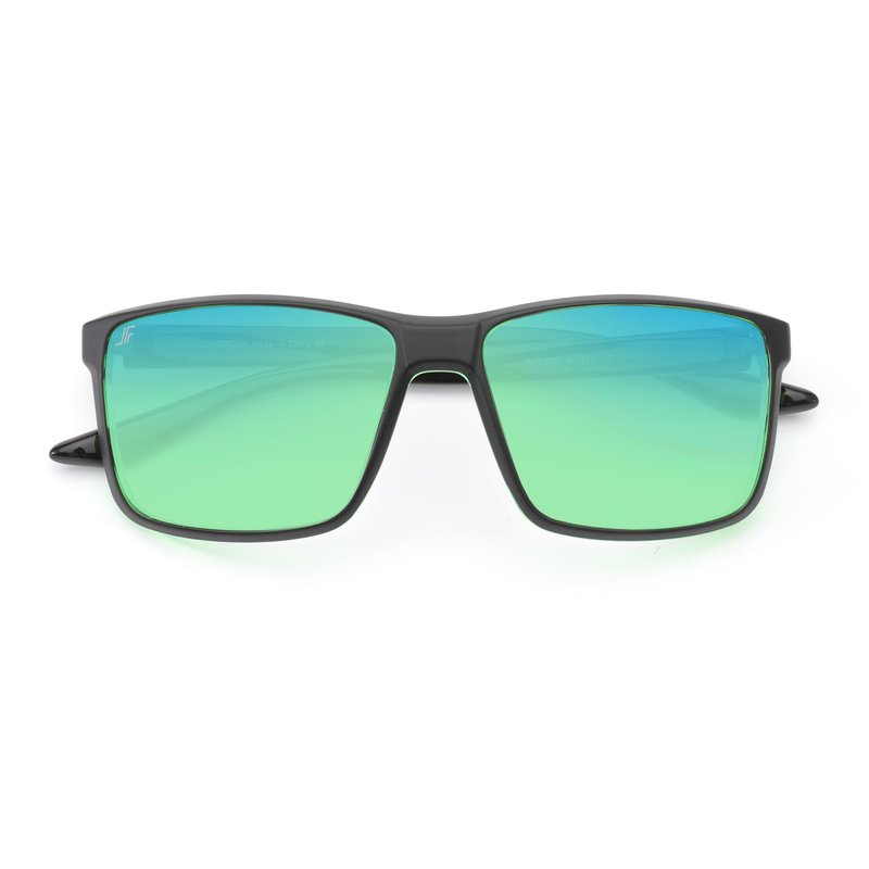 JFXQDR Men's XL Polarized Sunglasses, Big Square Sun Driving Fishing Glasses UV Blocking RFS8207 (Black Frame Green Lens), Oversized