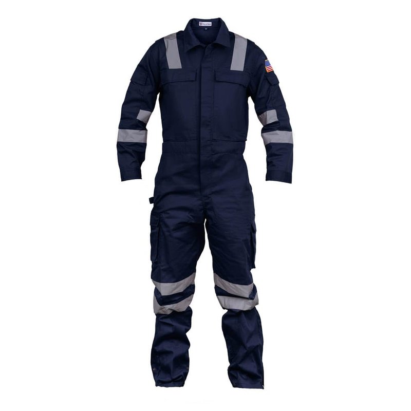 Premium High Visibility Hi Vis Coveralls with Leg Zipper (Small, Navy Blue)