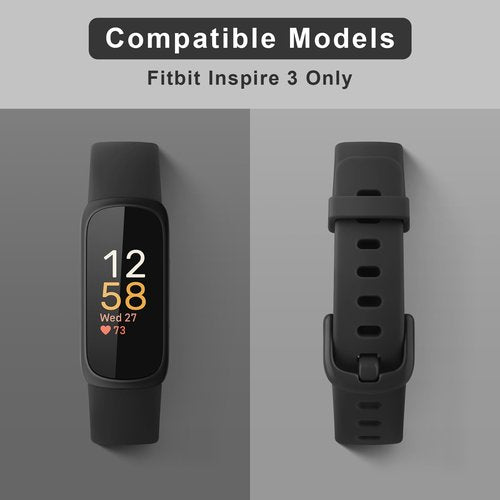 2 Pack Bands Compatible with Fitbit Inspire 3 Bands for Women Men, Sport Silicone Adjustable Replacement Straps for Fitbit Inspire 3 Fitness Tracke (Black/Black)