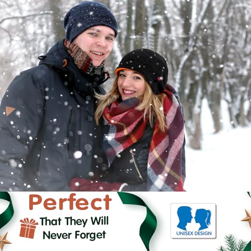 Lvaiz Winter Fleece Lined Knitted Beanie Hats for Men Reversible Windproof Watch Hat Warm Skull Cap for Women