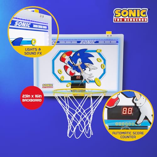 Sonic - Basketball Hoop, Adjustable Height, Durable Backboard & Sturdy Base for Kids, Teens, and Family Fun, Portable System for Outdoor Play