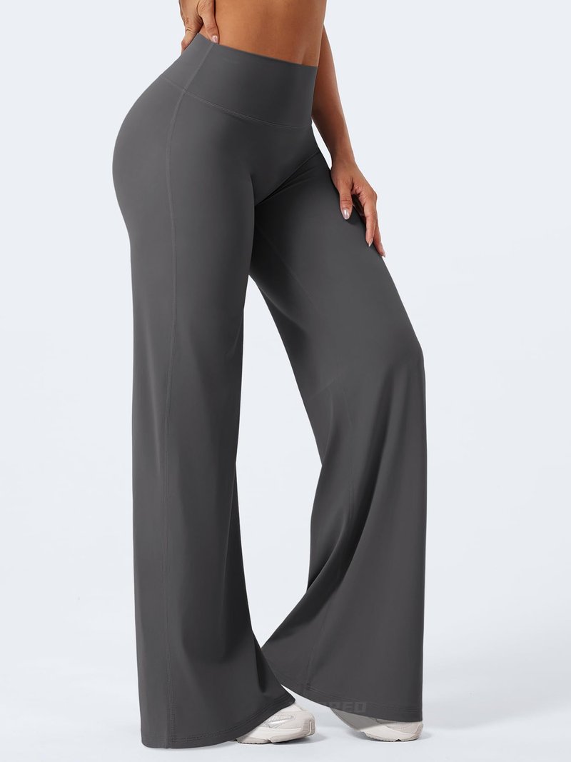 YEOREO Workout Leggings Womens No Front Seam Straight Leggings 35" High Waist Buttery Eddiy Gym Yoga Pants Dark Gray XS