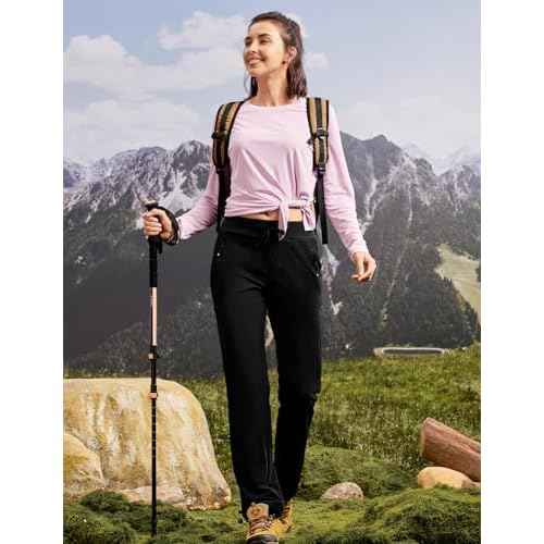 BGOWATU Women's Hiking Pants Lightweight Quick Dry Casual Joggers with Zipper Pockets Athletic Water Resistant Outdoor
