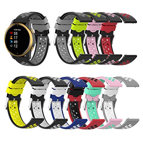 FitTurn Two-Color Breathable Quick Release Watch Strap 20mm Tricolor-D