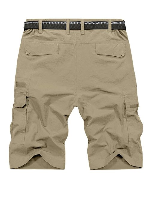 Jessie Kidden Mens Outdoor Casual Expandable Waist Lightweight Water Resistant Quick Dry Fishing Hiking Shorts #6222-Khaki,34