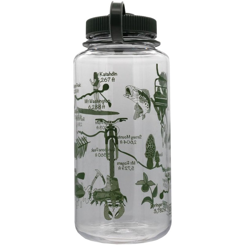 Nalgene 32 oz Wide Mouth Water Bottle | BPA-Free, Durable & Leak Proof- Geographical Bottle Design, East Coast Clear