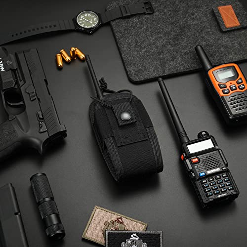 FRTKK Tactical Radio Holder Small Black Molle Radio Pouch for Walkie Talkies