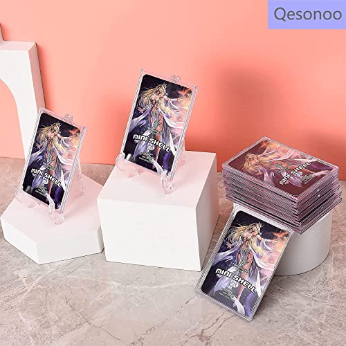 10-Pack Clear Hard Acrylic Card Sleeves with Display Stand - Top Loaders for Trading and Sports Cards, White Variant