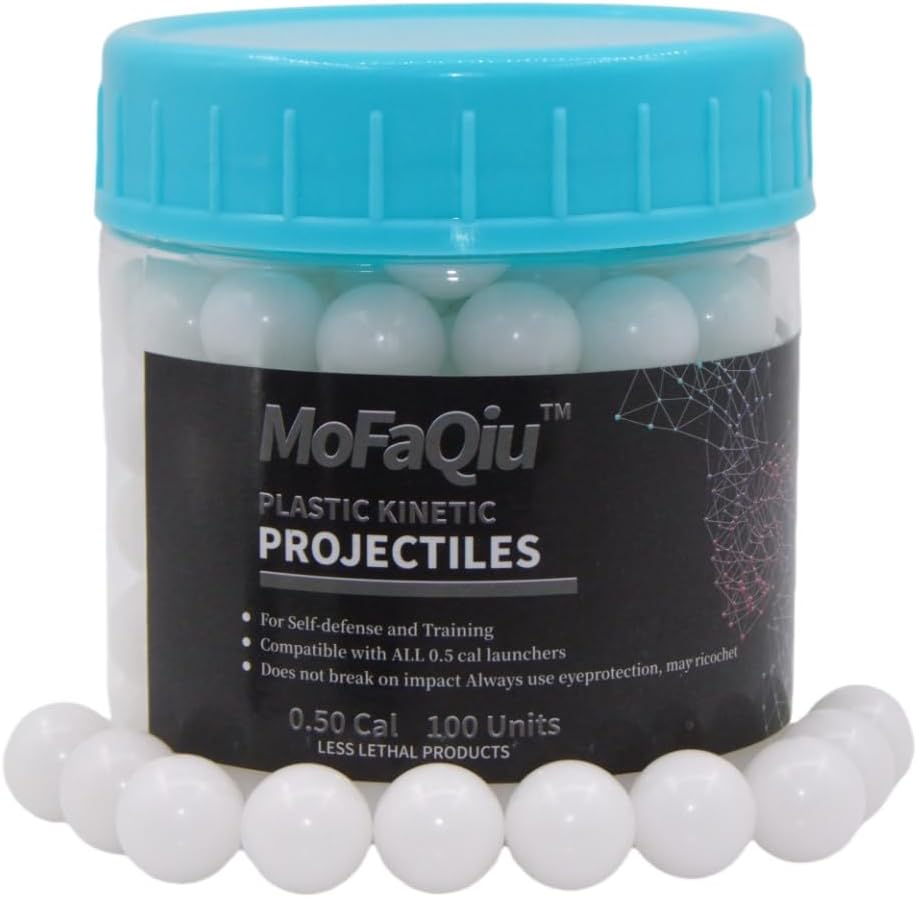 .50 Caliber Kinetic Projectiles - Reusable Hard-Solid Plastic Rounds for Training, Target Practice and Self Defense, High Precision and Smooth Surface .50 Caliber Hard Plastic Balls