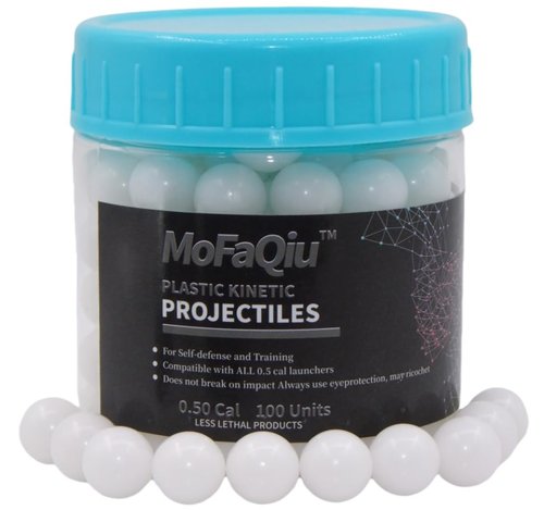 .50 Caliber Kinetic Projectiles - Reusable Hard-Solid Plastic Rounds for Training, Target Practice and Self Defense, High Precision and Smooth Surface .50 Caliber Hard Plastic Balls