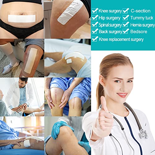 Waterproof Post-Surgery Wound Protector Bandage 14 Pack - 4x8 Inches, Abdominal Incision Cover