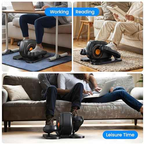 Under Desk Elliptical Machine with Remote Control, Electric Ellipse Leg Exerciser for Seniors Adults Home, 12 Adjustable Speeds, Quiet Portable Seated Pedal Exerciser, LED Monitor, Fully Assembled
