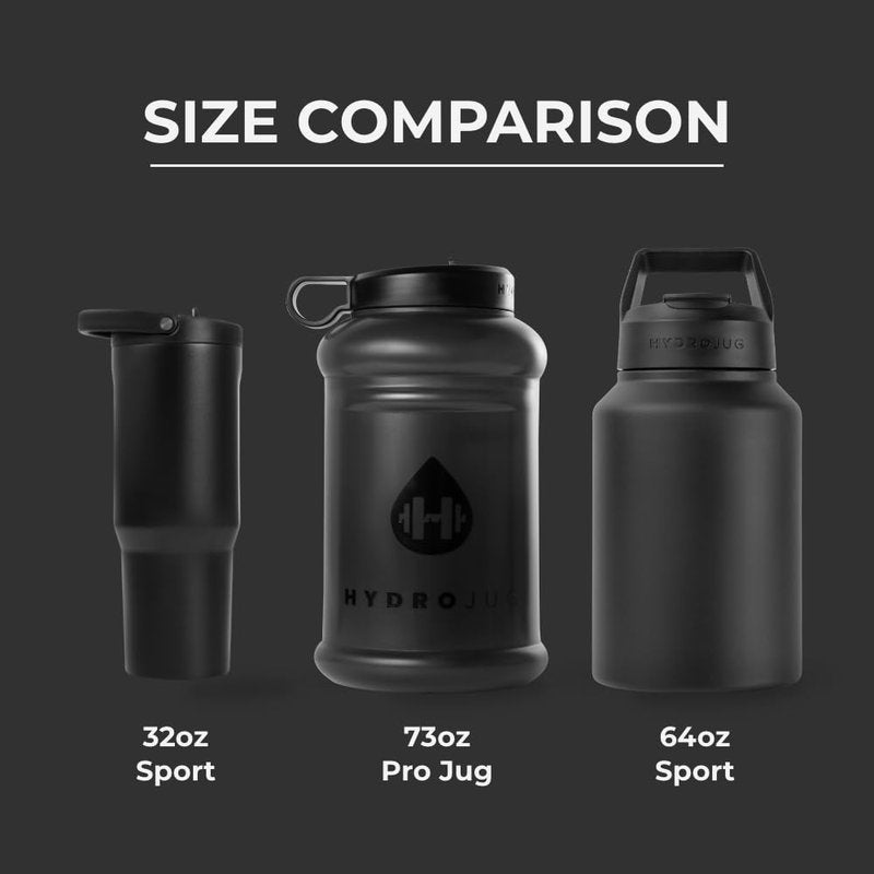 HydroJug Pro 73 oz Plastic Water Jug with Handle & Flip Straw, Black