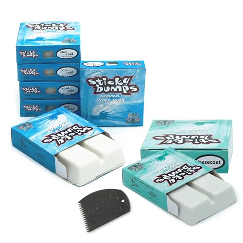 Sticky Bumps Original Surf Wax Cold/Good Bump Building Set with Comb - 6 Bars + 2 Basecoat