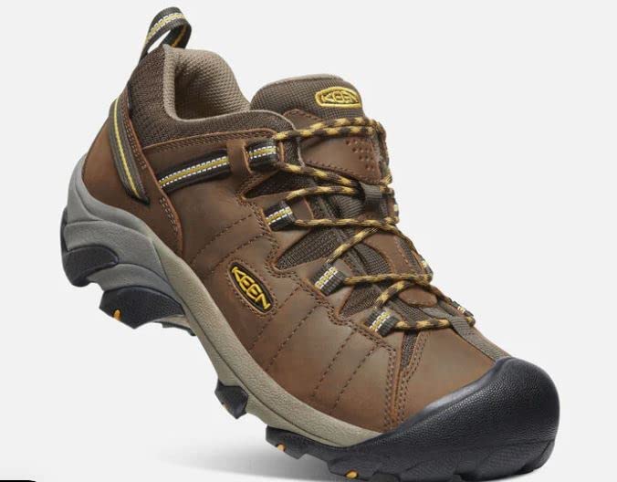 KEEN Men's Targhee 2 Low Height Waterproof Hiking Shoes, Cascade Brown/Golden Yellow, 12 Wide
