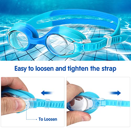 Kids Swim Goggles 2 Pack - Anti-Fog No Leak Wide View for Boys Girls Ages 6-14 - Blue & Yellow