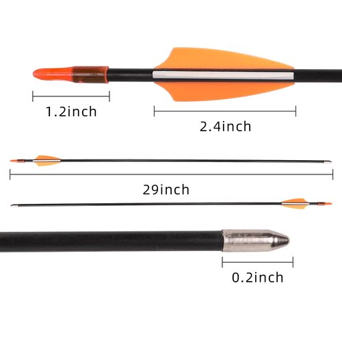 LWANO 28" Fiberglass Arrows - Archery Practice Target Arrows with Blunt Tips Durable Shaft for Youth Kids Children Beginners on Recurve&Long Bows(Pack of 12)