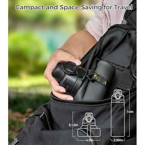 TakeToday Collapsible Water Bottles 20oz, Leak Proof, BPA-Free, Foldable Silicone Travel Water Bottle with Straw Strap for Cycling, Hiking, Outdoors