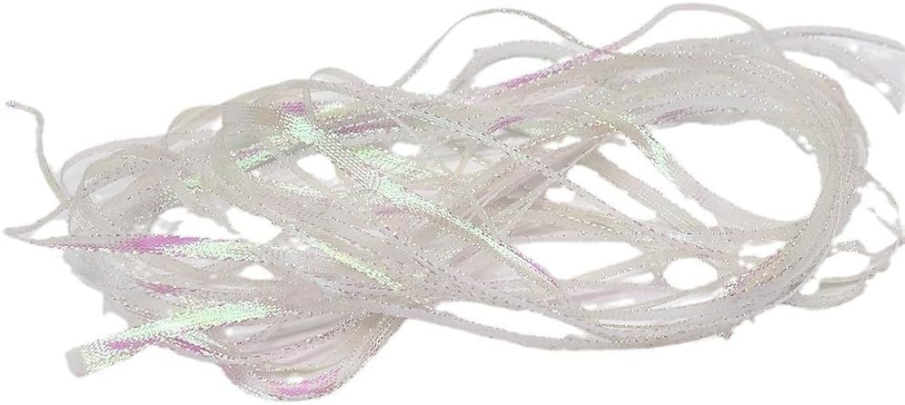 2pcs Ice Pearl Braidback 3/5mm Flat Diamond Braid Lace Sparkle Shrimp Backs Pearlescent Braided Fly Tying Material