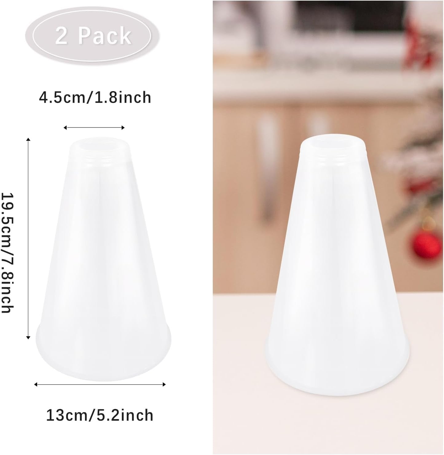 2 Pcs White Plastic Cheer Megaphone for DIY Party Accessory for School Outdoor Activities Party Favors Sports Match Game (White)