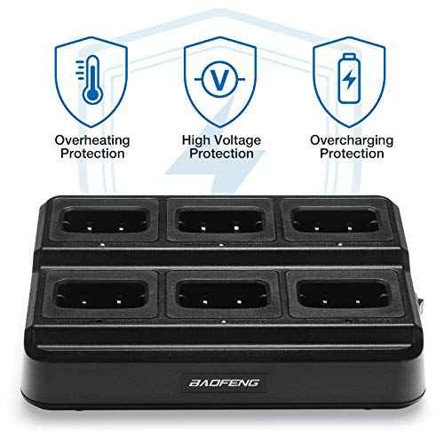 BAOFENG BF-88ST Walkie Talkies Long Range (6 Pack), Rechargeable Two Way Radio with 6 Way Multi Unit Charger, License-Free Walky Talky for Adults with Earpieces, USB Charging, Black