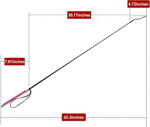 Luynro Horse Dressage Whip 43inch,Pig Whip Training Livestock Stick with Wristband (Pink)