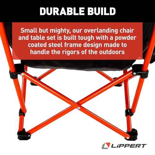 Lippert Baja Overlanding 3-Piece Chair & Table Set, 600-Denier Polyester Folding Chairs, Dual Cupholders, Innovative Scoop for Ultimate Comfort, Fold-up Convenience - 2023053719