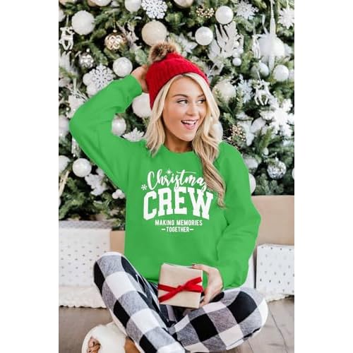 Christmas Sweatshirts Women Christmas Crew Making Memories Together Sweater Merry Christmas Family Matching Top