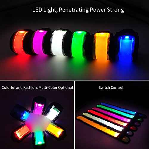 esonstyle Pack of 6 LED Light Up Band Slap Bracelets Night Safety Wrist Band for Cycling Walking Running Concert Camping Outdoor Sports
