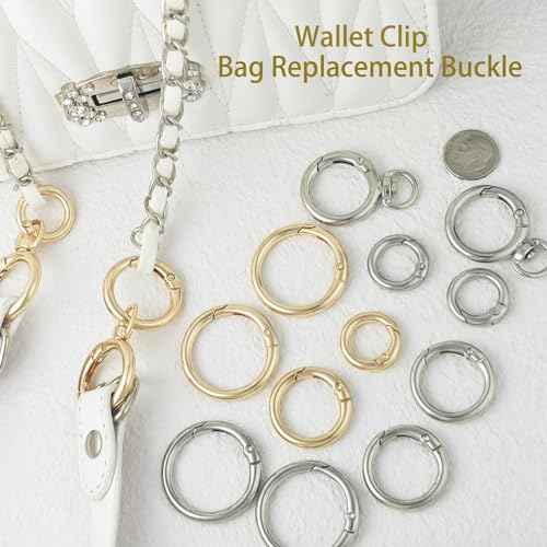 Round Carabiner Circle Clips Rings with Quick Release Key Ring Keychain Clips for Accessory & Keychain (16Silver)