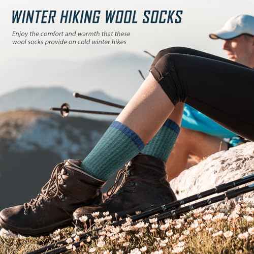 Pleneal Wool Hiking Socks for Women Men - Merino Womens Wool Hiking Socks Winter Warm Thermal Thick Cushion Boot Crew Sock