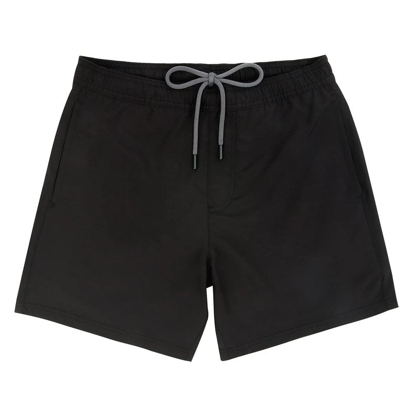 LRD Mens Swim Trunks with Compression Liner 7 inch Inseam Quick Dry Swim Shorts Black/Gray - M