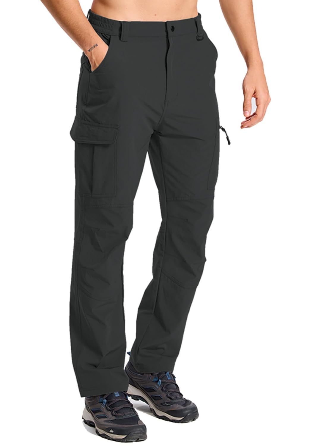 keihTrail Men's Hiking Cargo Work Pants Waterproof Lightweight Quick Dry Outdoor Fishing Mountaineering Travel Mountain Tactical Pants Dark Grey L