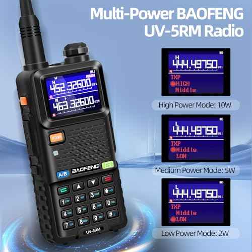 BAOFENG UV-5RM 10W Handheld Ham Radio Long Range, Portable Two Way Radio with 2500mAh Type-C Charging Battery, Rechargeable 5RM Multi-Band Walkie Talkies for Adults (2 Pack)